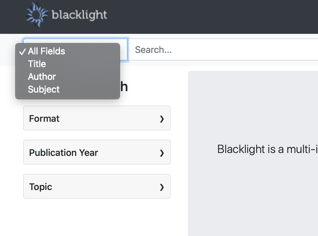 Blacklight search fields dropdown